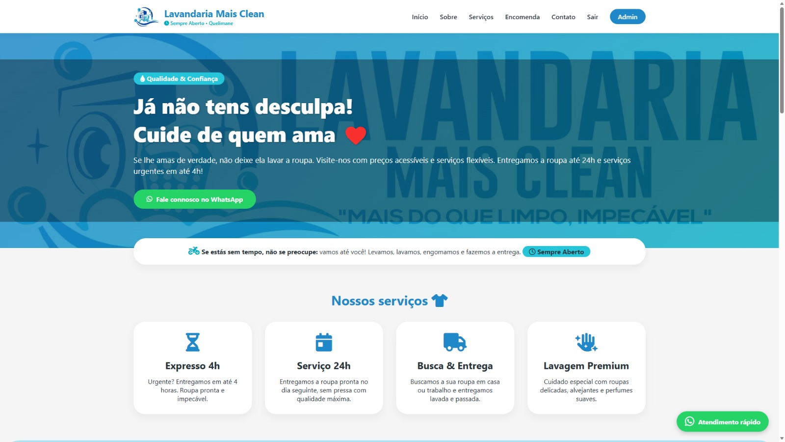 plataforma digital moderna para uma lavandaria profissional